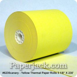3 1/8 in. x 230 ft., Canary Thermal Paper Rolls #6235canary